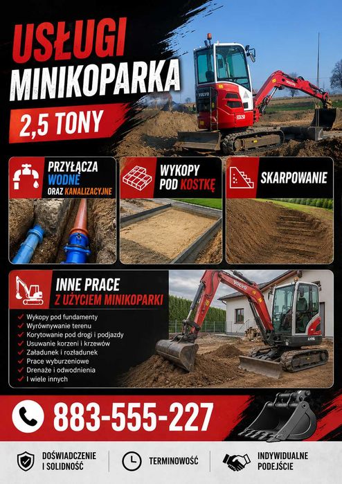 Usługi minikoparką/prace ziemne /