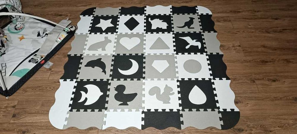 Duża Mata Piankowa Puzzle Edukacyjne Dla Dzieci Składana Kojec 16 Szt