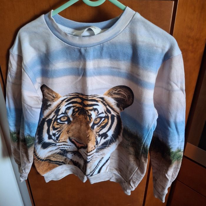 Bluza beżowo-błękitna w tygrysa 122/128 H&M