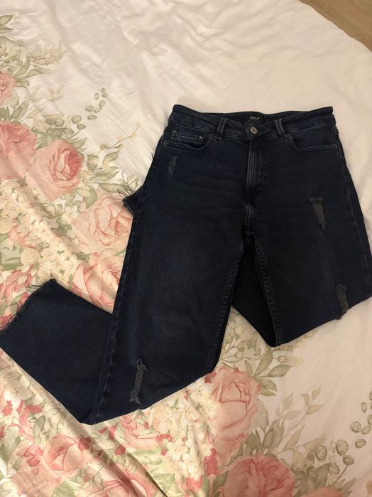 Szare czarne jeansy only z przetarciami S 36 27/32