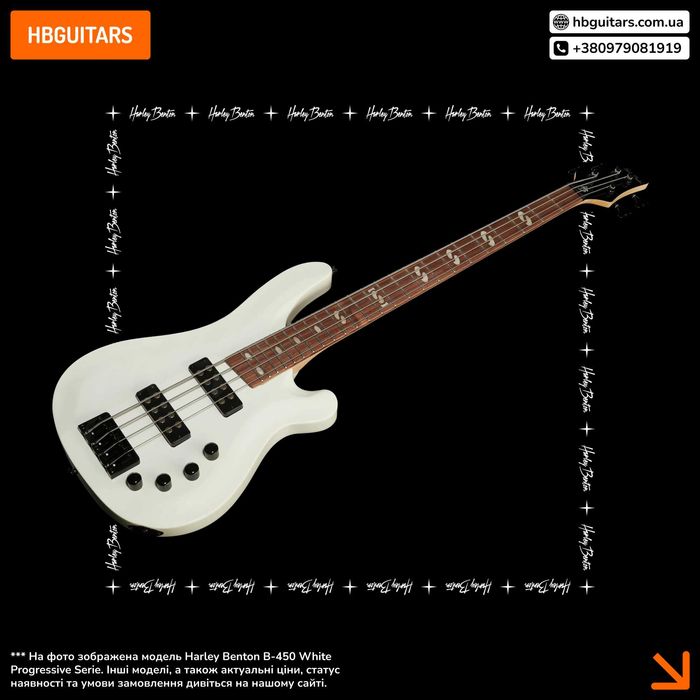 Бас-гітари Harley Benton | Prog Offset | B-450 White Progressive Serie