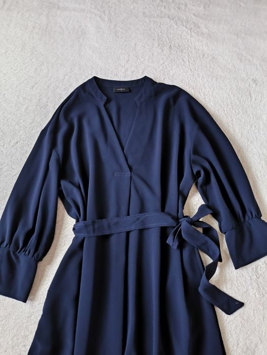 Sukienka midi granatowa kopertowa