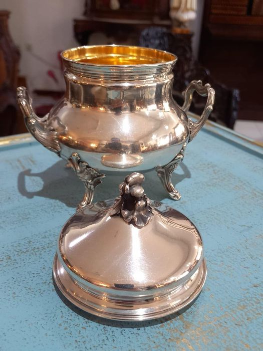 Acucareiro em prata portuguesa contraste aguia antiga