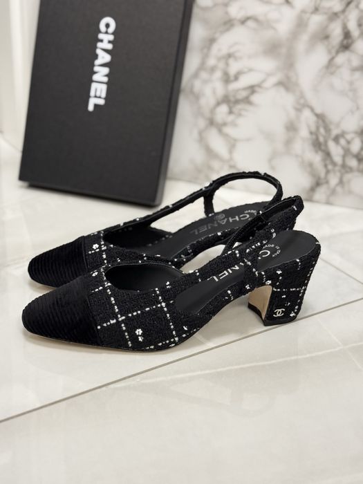 Czółenka Chanel Slingback Tweed