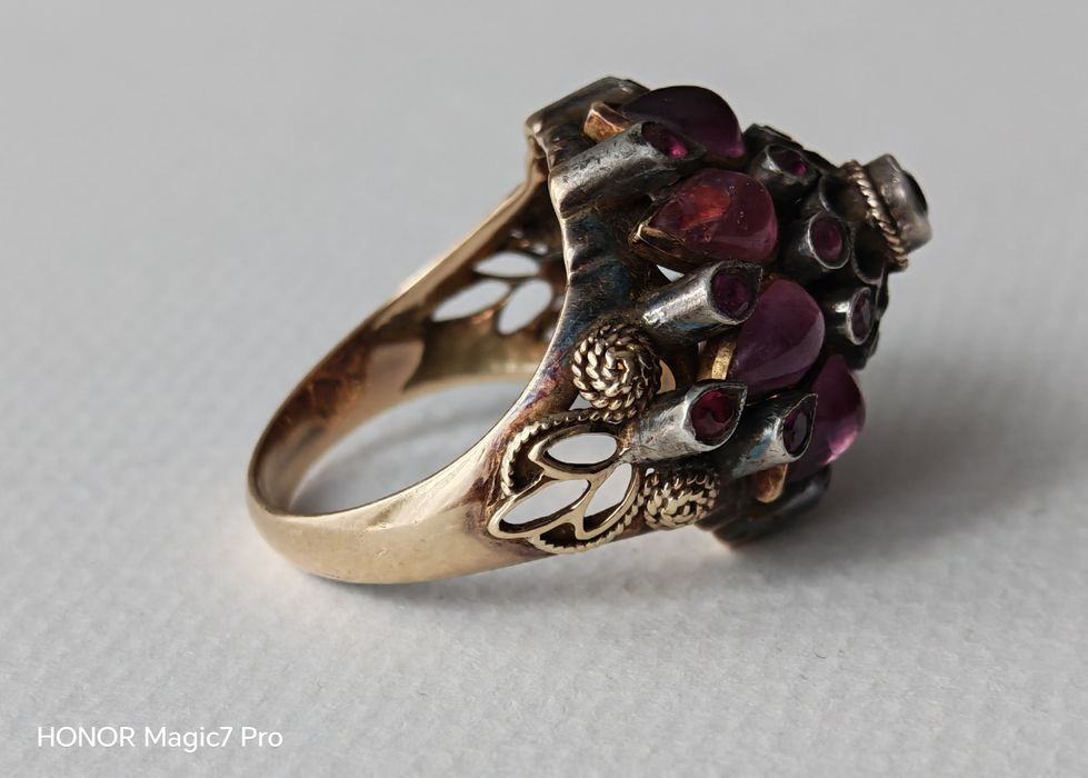 Pierścionek, złoto 14k, rubiny.