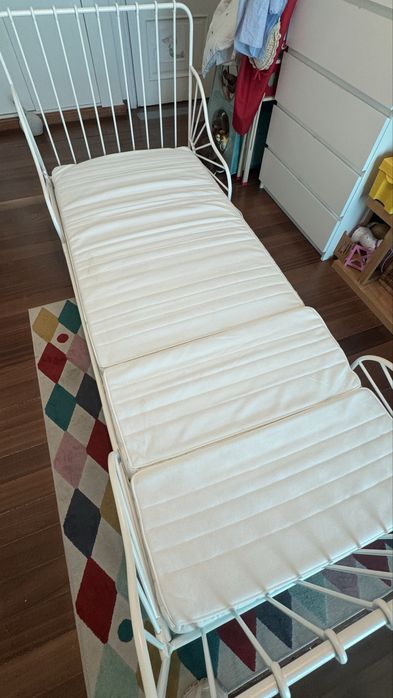 Cama completa extensível branca - Criança - com estrado ripas + colchão 80x200cm