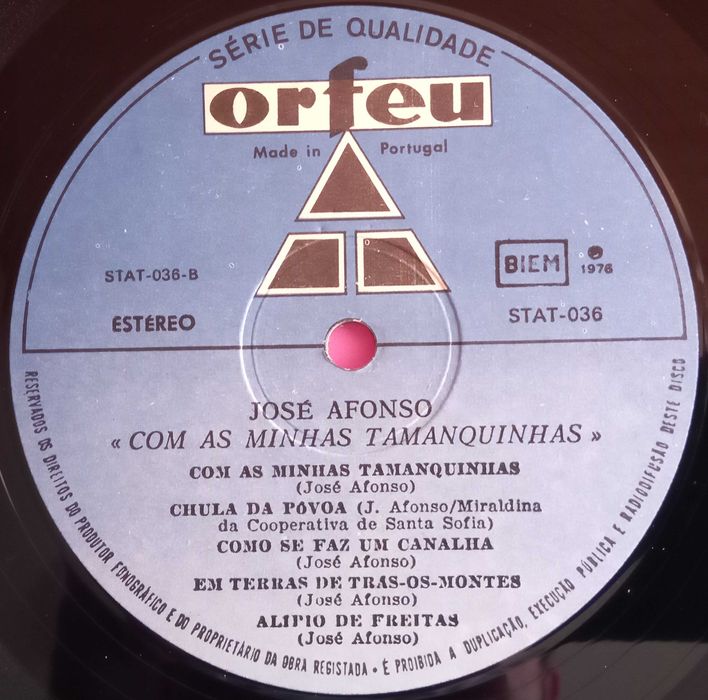 José Afonso	- - - - -		Com as Minhas Tamanquinhas	- - - - -	LP
