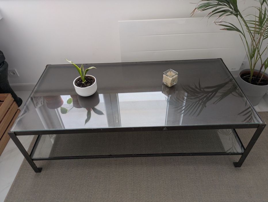 Mesa centro sala ferro e vidro
