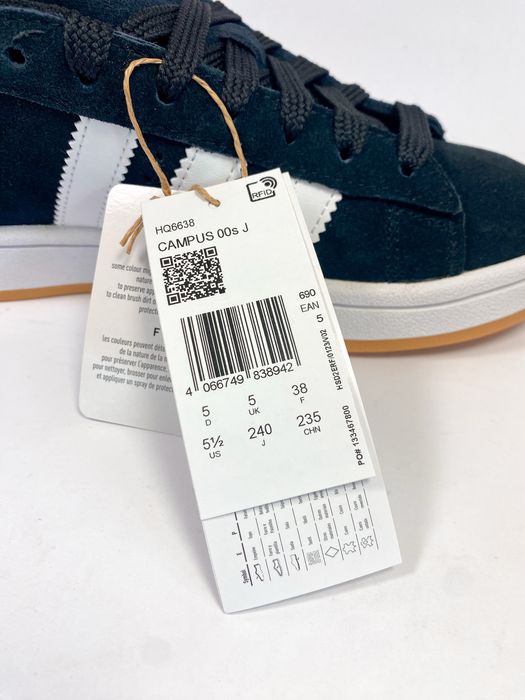 adidas Campus 00s Black White Gum (Kids) - 37 / 38 / 38.5 EU