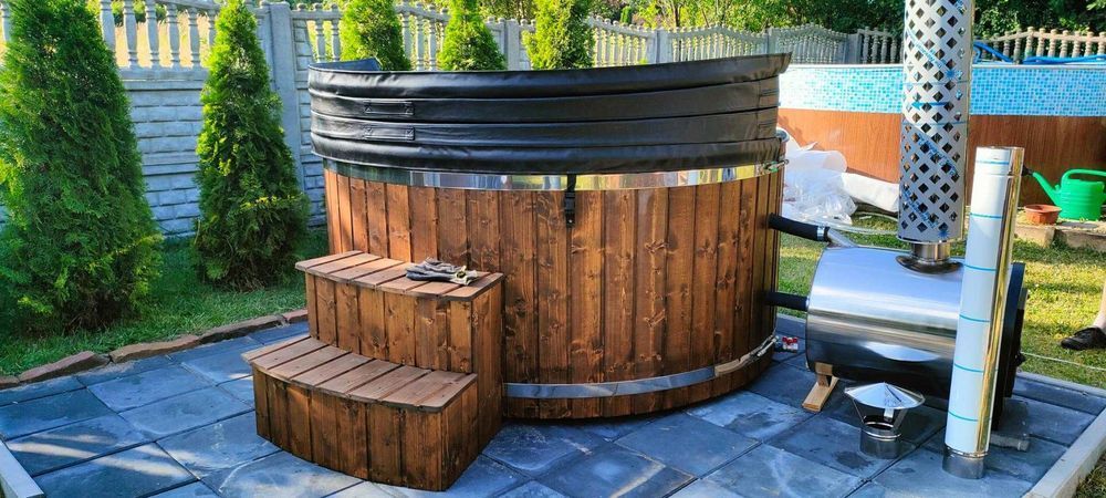 Balie ogrodowe z piecem na drewno, jacuzzi ogrodowe. Dostępne od ręki