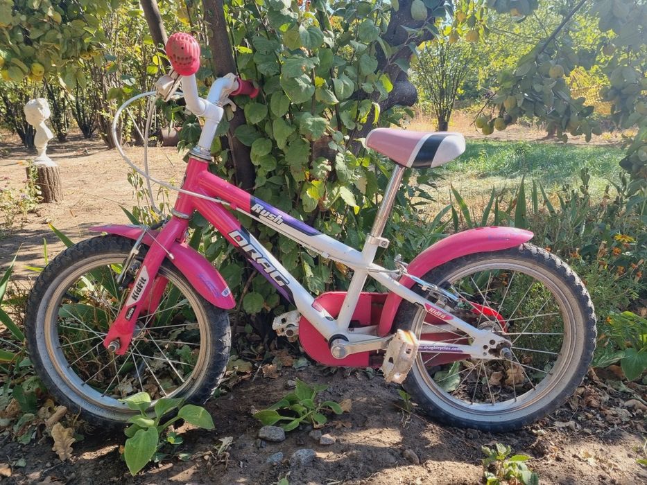 Велосипед детский розовый Драг 16 дюймов на 3 4 5 лет качественный