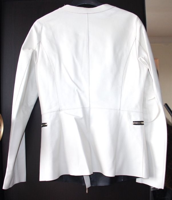 biała kurtka skóra OCHNIK 36 s xs 34 ramoneska płaszczyk