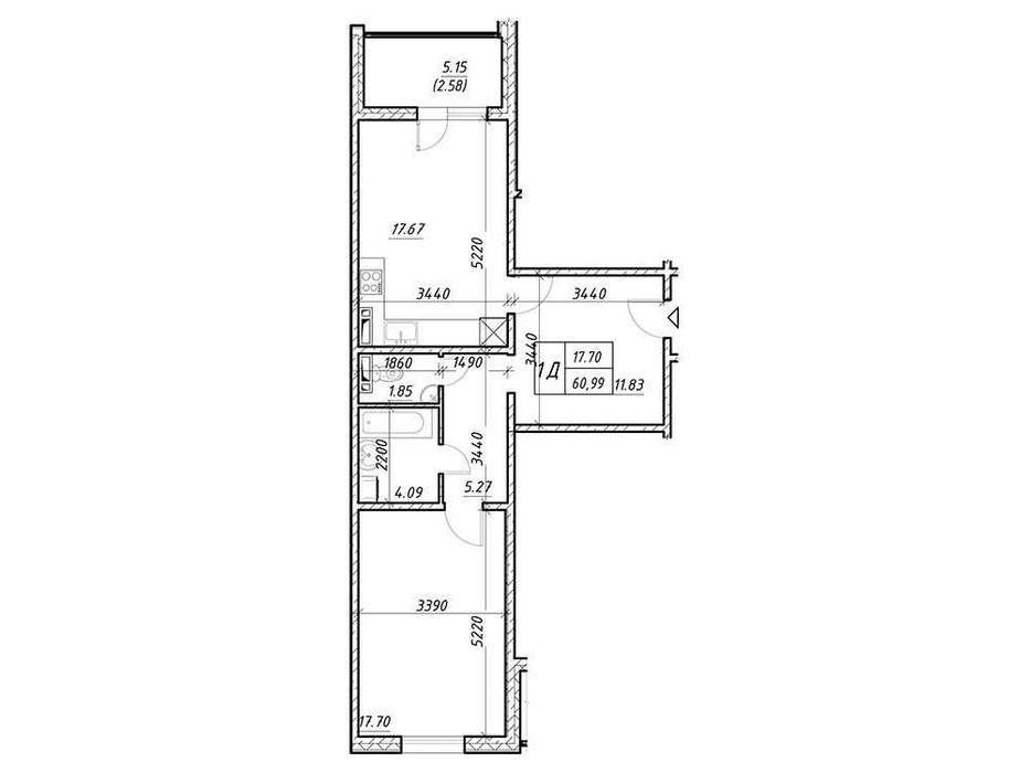 Простора євродвушка 61 м² у ЖК «Деснянський» (кухня-вітальня 18 м²). Ремонт та автономна котельня. Є-Оселя, без%!