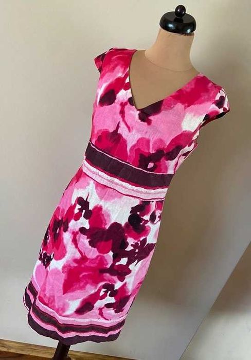 40 42 len linien roz neon wzory quiosque sukienka midi modna wzory