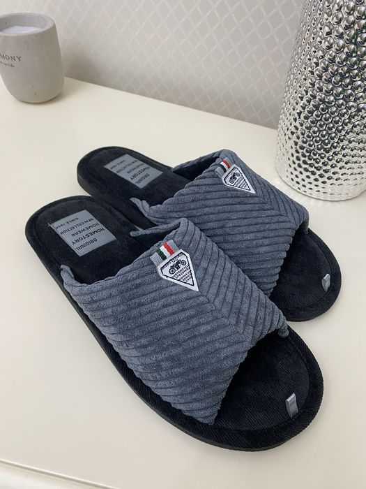 Чоловічі тапочки з відкритими пальцями Home Story,сині та сірі.