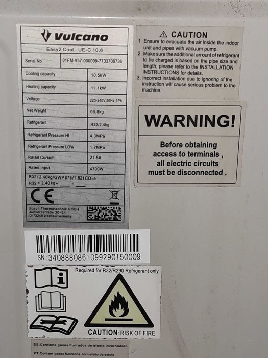 Ar condicionado Split Vulcano 36000BTU Monofásico