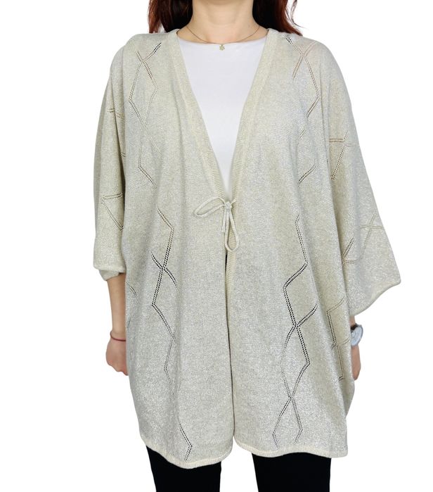 Beżowy kardigan z paskami 4XL 48