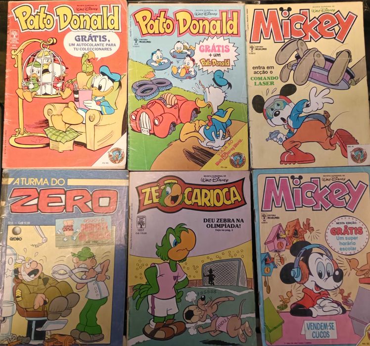 Revistas em quadrinhos vintage da Disney