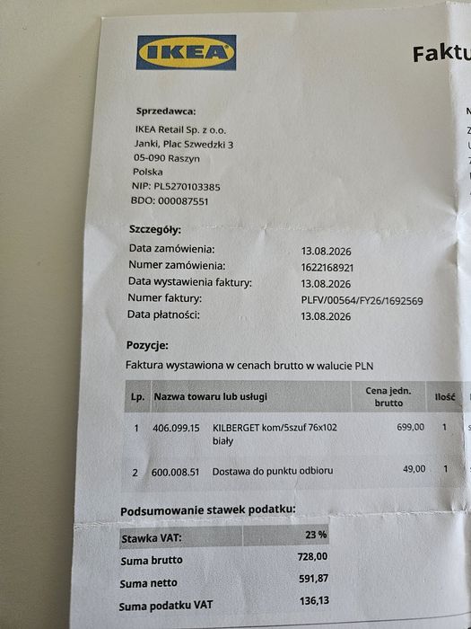 Mega okazja nowa komoda Kilberget 5 szuflad