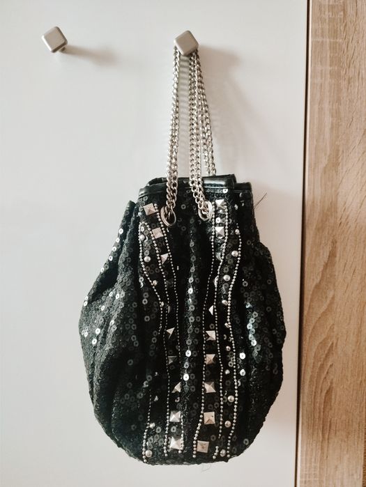 Unikatowa torebka worek na łańcuszku elegancka Andrzejki Sylwester