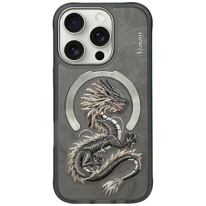 Etui Nimmy Dragon MagSafe na iPhone 16 Pro - szare