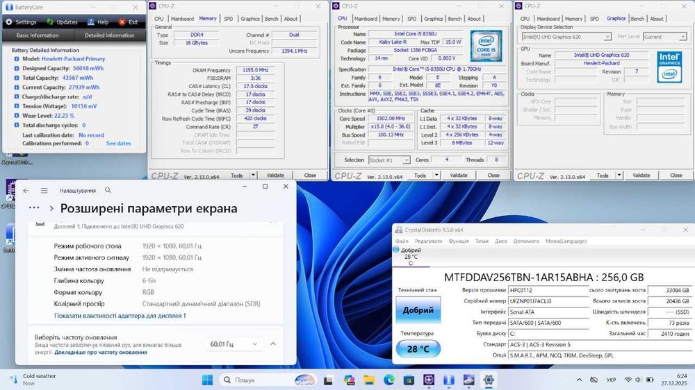 Ноутбук HP EliteBook 850 G5 Intel i5 - 8350U 16GB RAM 256 GB