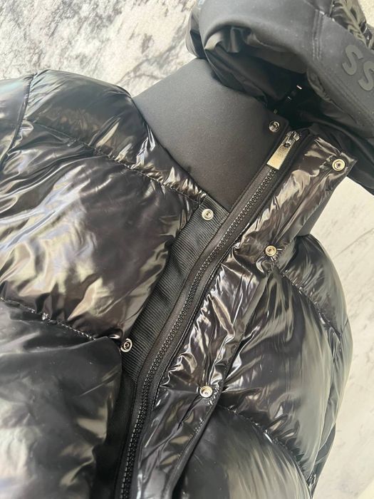 HUGO BOSS мужская зимняя куртка пуховик черный оригинал лаковый