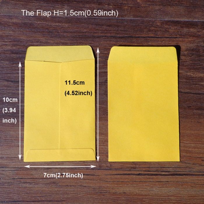 Pack 20 envelopes amarelos 10x7cm
