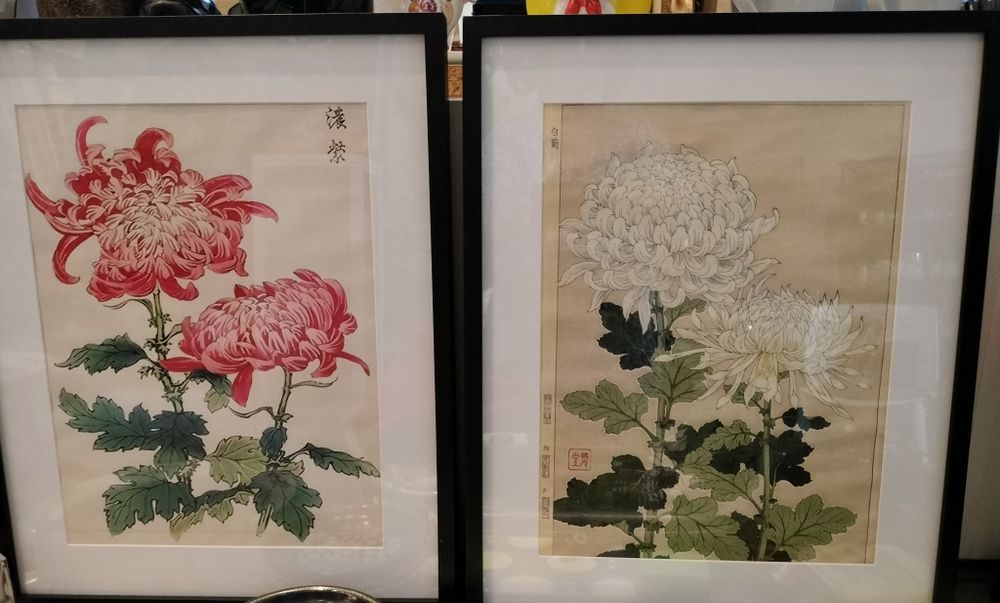 Par de quadros com pintura Japonesa