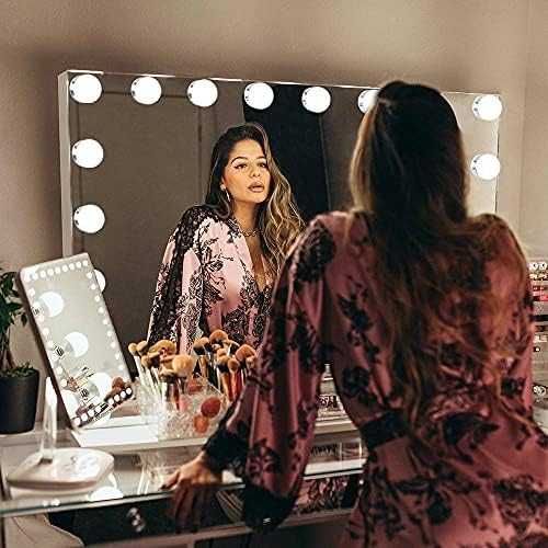 Duże lustro hollywood 80x60cm głośnik 18 diod led usb 3 kolory światła