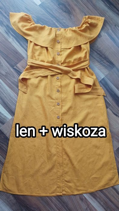 Sukienka len+wiskoza Nowa S