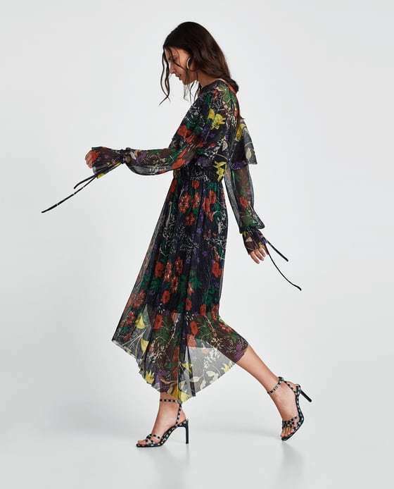 ZARA! Luksusowa sukienka midi boho! Kwiaty floral falbanka! HIT!