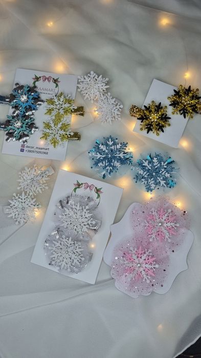 Обруч Сніжинка, заколки , резинки , пов'язка для образу Сніжинки