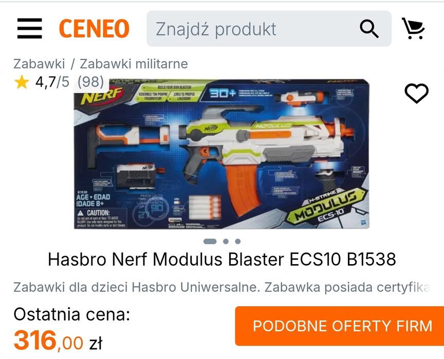 NERF Modulus Blaster ECS 10, Hasbro, wersja rozbudowana