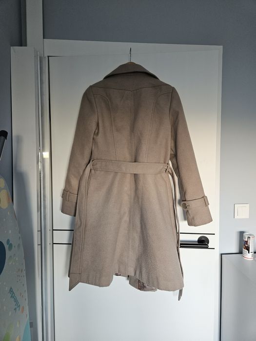 Beżowy płaszcz z paskiem NEXT rozmiar L