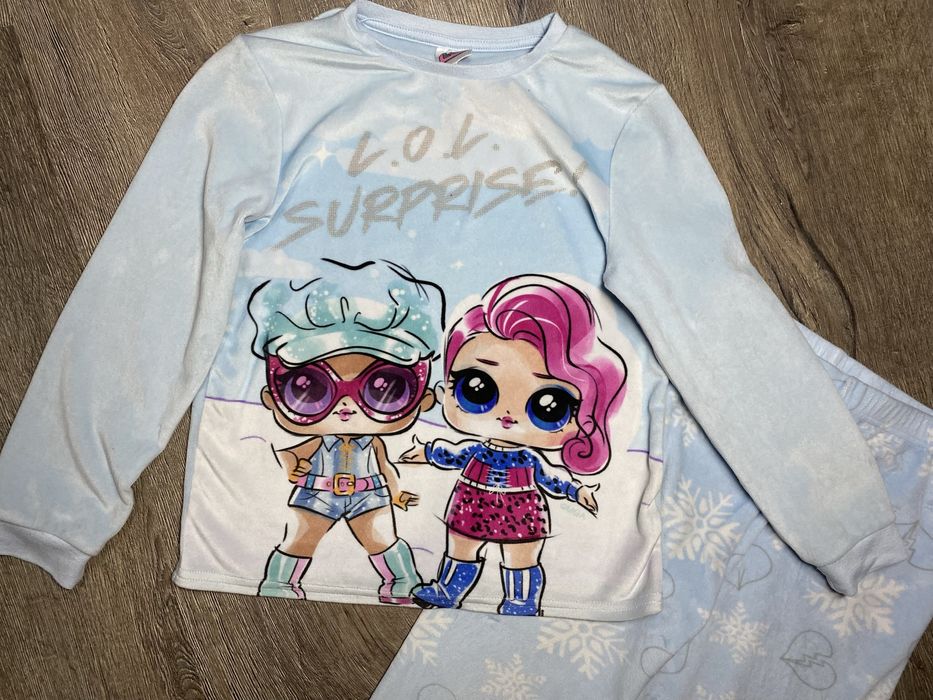 Блакитна велюрова піжама Lol дівчинці 8-9р.Комплект для дому ЛялькиЛОЛ