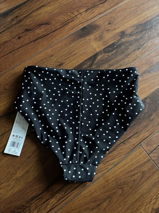 Majtki kąpielowe z wysokim stanem czarne w kropki pepco m