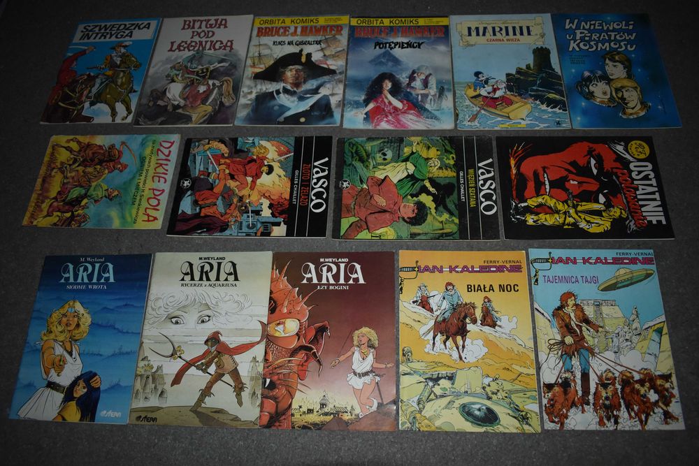 Komiksy lata 90 Vasco Thorgal Wirus Hawker Aria Ian Polowanie 23szt