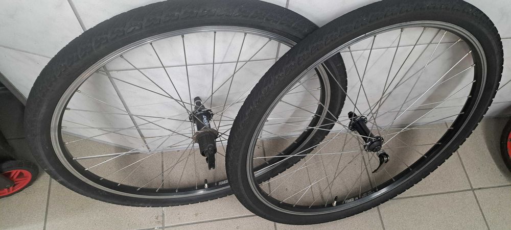 Kompletne Koła 26" DEORE czarne v-brake bębenek MTB Kross tył + przód