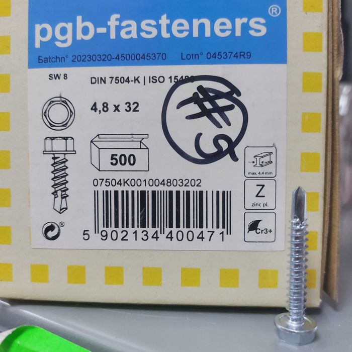 Wkręty samowiercące do metalu 4,8x32 klucz ocynk - 500 szt