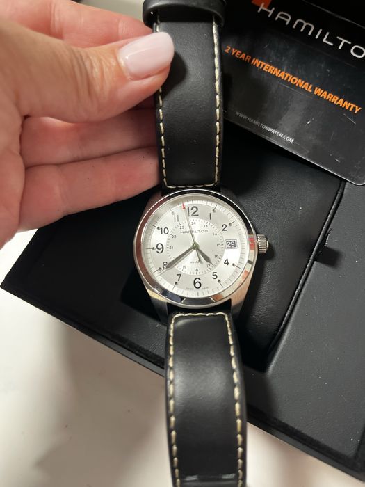 Relogio Hamilton khaki field silver / blk leath