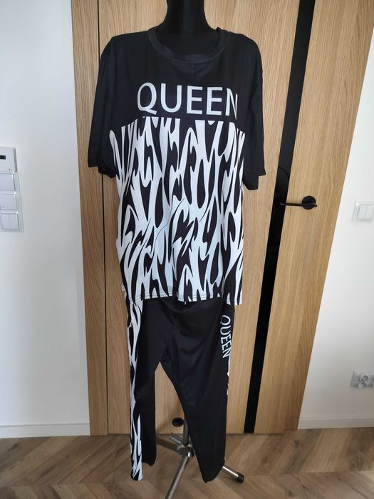 Dres damski 4XL komplet bluzka+spodnie uciągliwy 48 regulowany-pas116