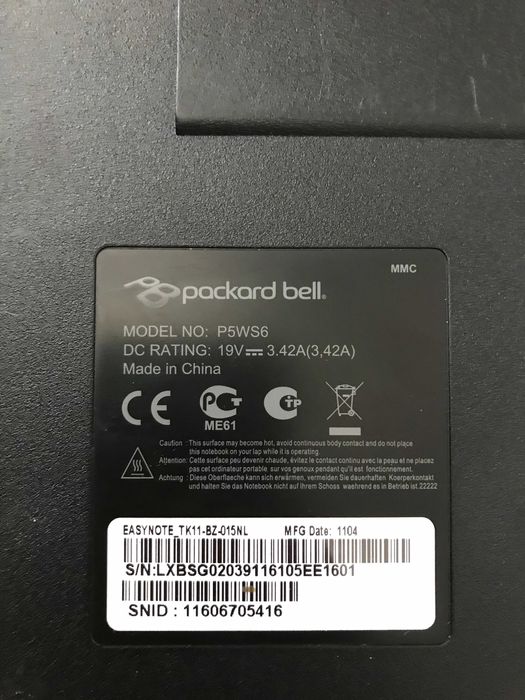 Laptop Packard Bell EasyNote TK11-BZ-015NL