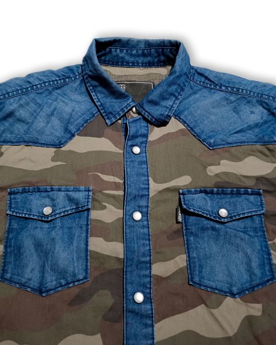 Koszula jeansowa moro nietypowa SWAG Y2K Alternative Grunge