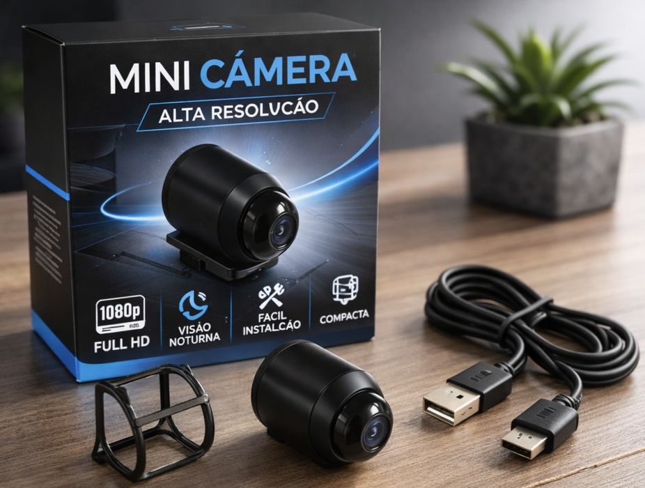 Mini Câmara Full HD Compacta – Discrição Total + Fácil Utilização