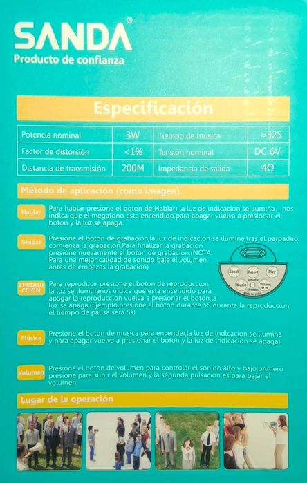 Mini Megafone a pilhas Grava e Reproduz