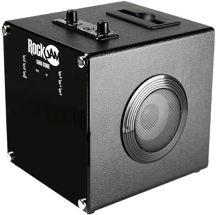 Coluna de som com karaoke e 2 microfones