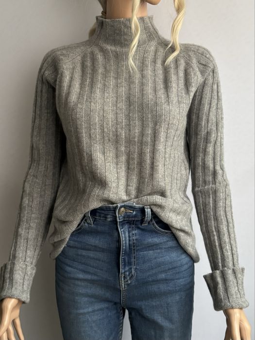 Kaszmirowy szary sweter półgolf damski 100% kaszmir szary 40 l