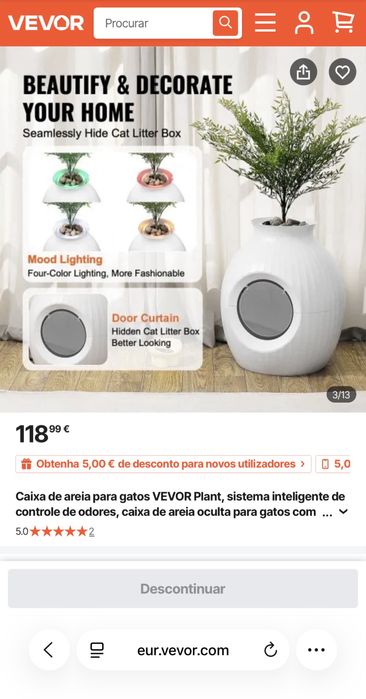 Caixa de areia para gatos Vevor