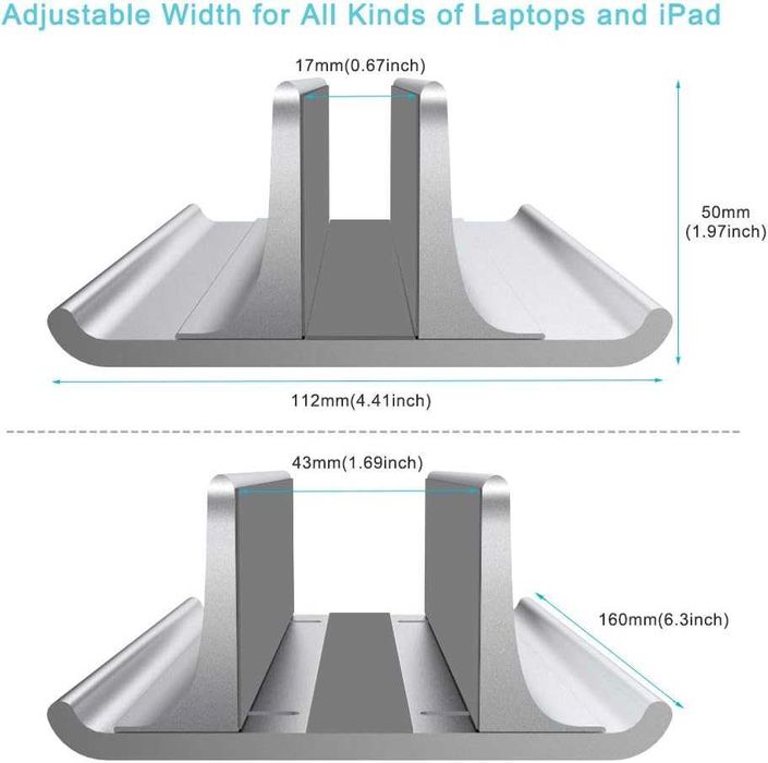 VAYDEER – Aluminiowy pionowy stojak 3‑w‑1 do laptopa, MacBooka, iPada i tabletów